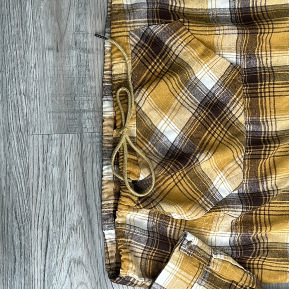 Kori America Flannel Half Button Pullover Yellow/Brown Sz L - Picture 3 of 9